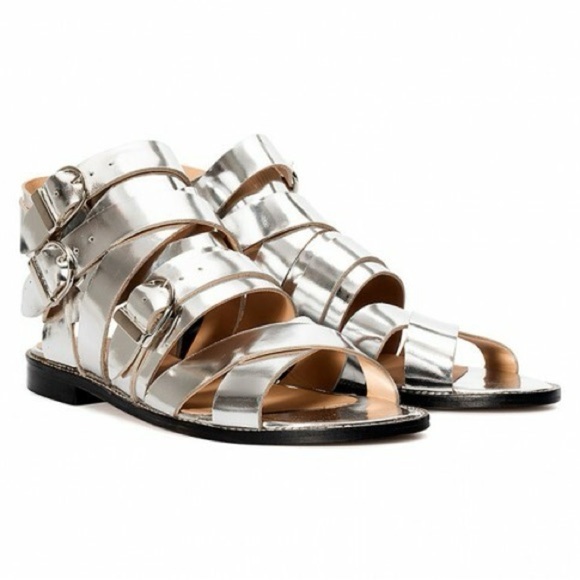 IRO Xoey Flat Sandals Mirrored Silver with Buckles Womens size 39/ 9 - Picture 16 of 16